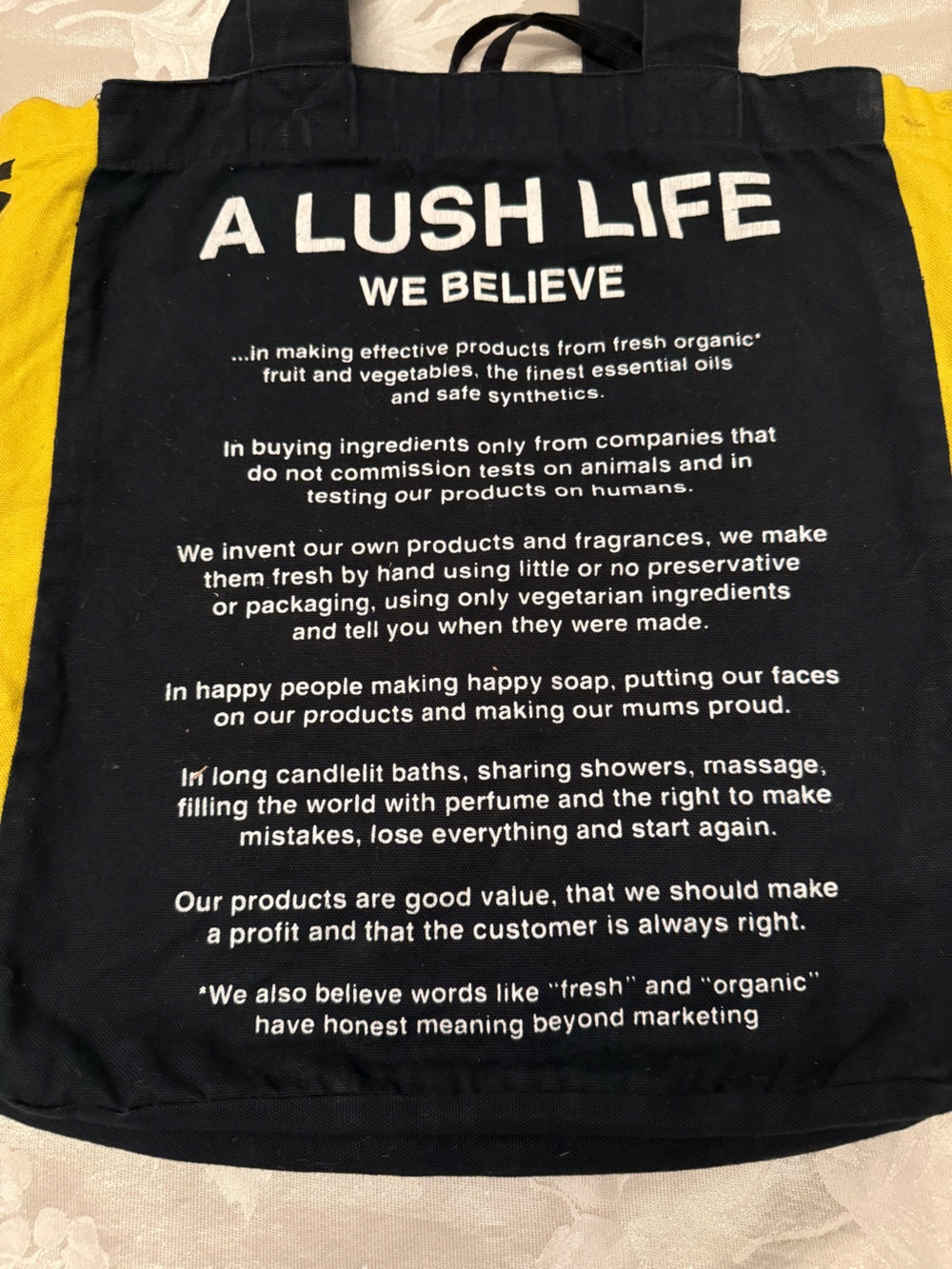 Lush Cosmetics “Fresh Handmade Cosmetics” Reusable Tote Bag - Vintage View 3